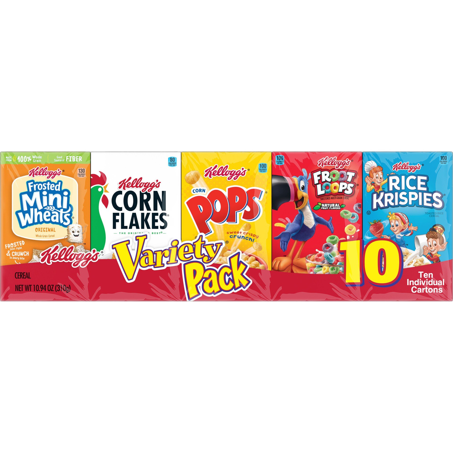 slide 3 of 7, Kellogg's Breakfast Cereal, Single Serve Cereal To Go, Variety Pack, 10.94 oz