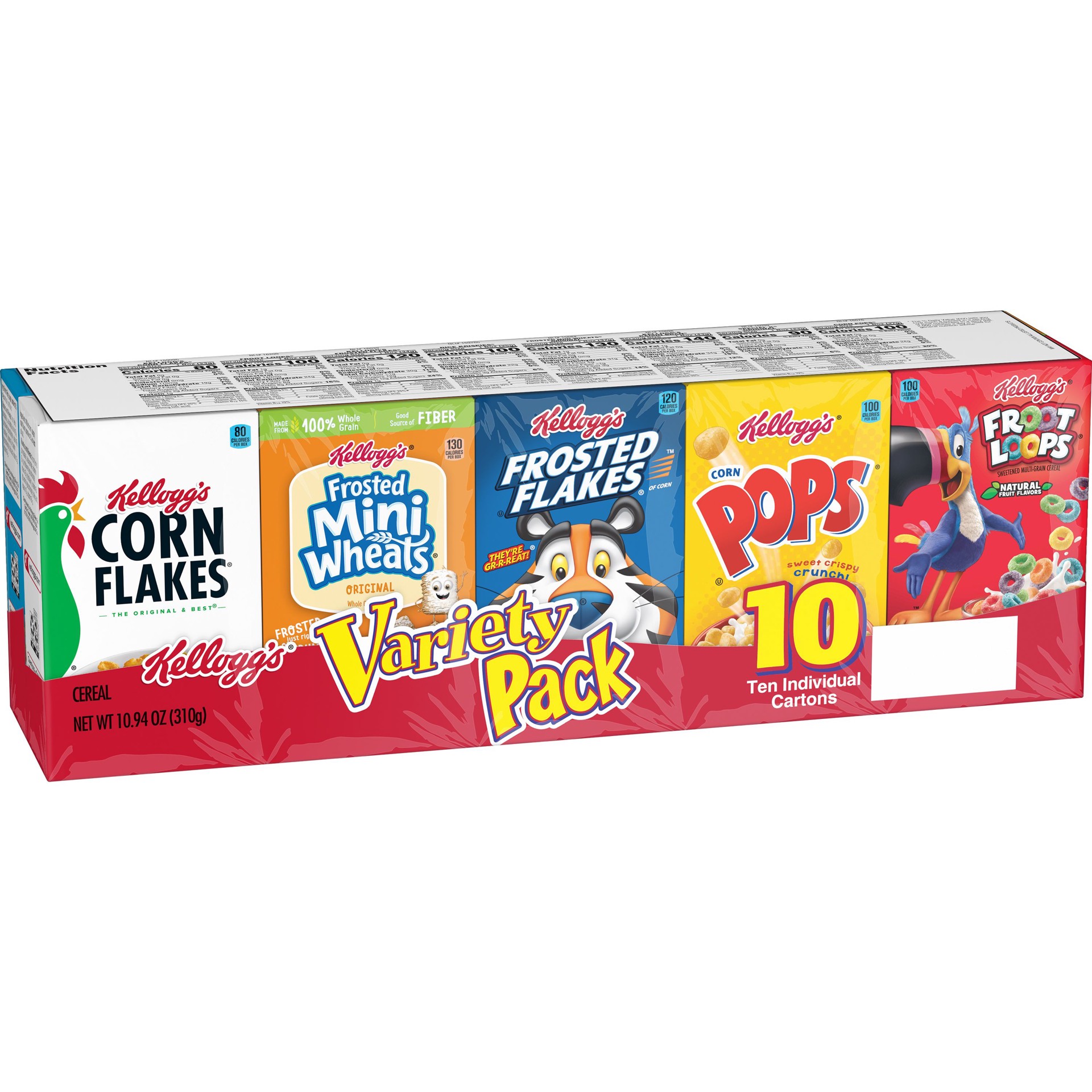 slide 1 of 7, Kellogg's Breakfast Cereal, Single Serve Cereal To Go, Variety Pack, 10.94 oz