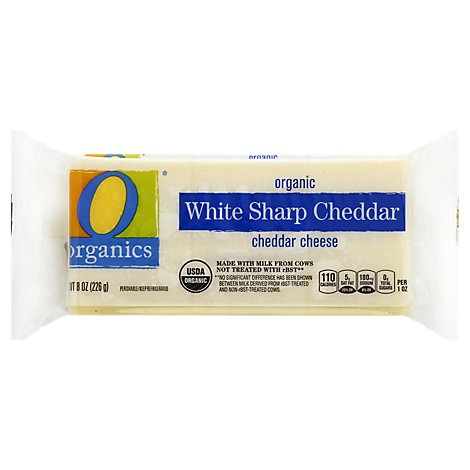 slide 1 of 1, O Organics Organic Cheese Cheddar White Sharp Chunk, 8 oz