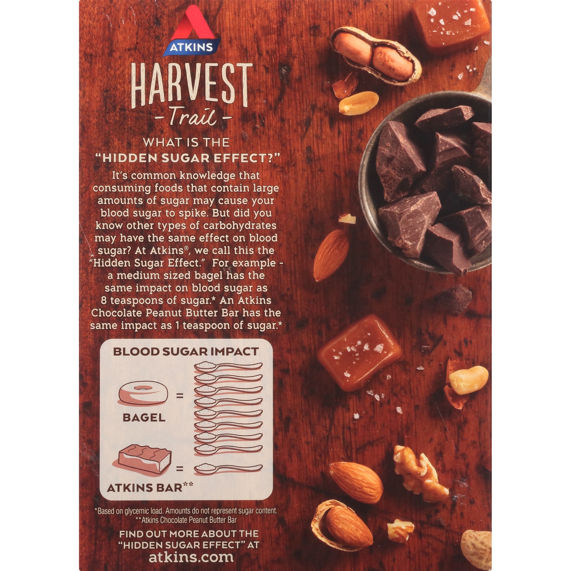 slide 6 of 8, Atkins Harvest Trail Dark Chocolate Sea Salt Caramel Bar, 5 ct; 1.3 oz