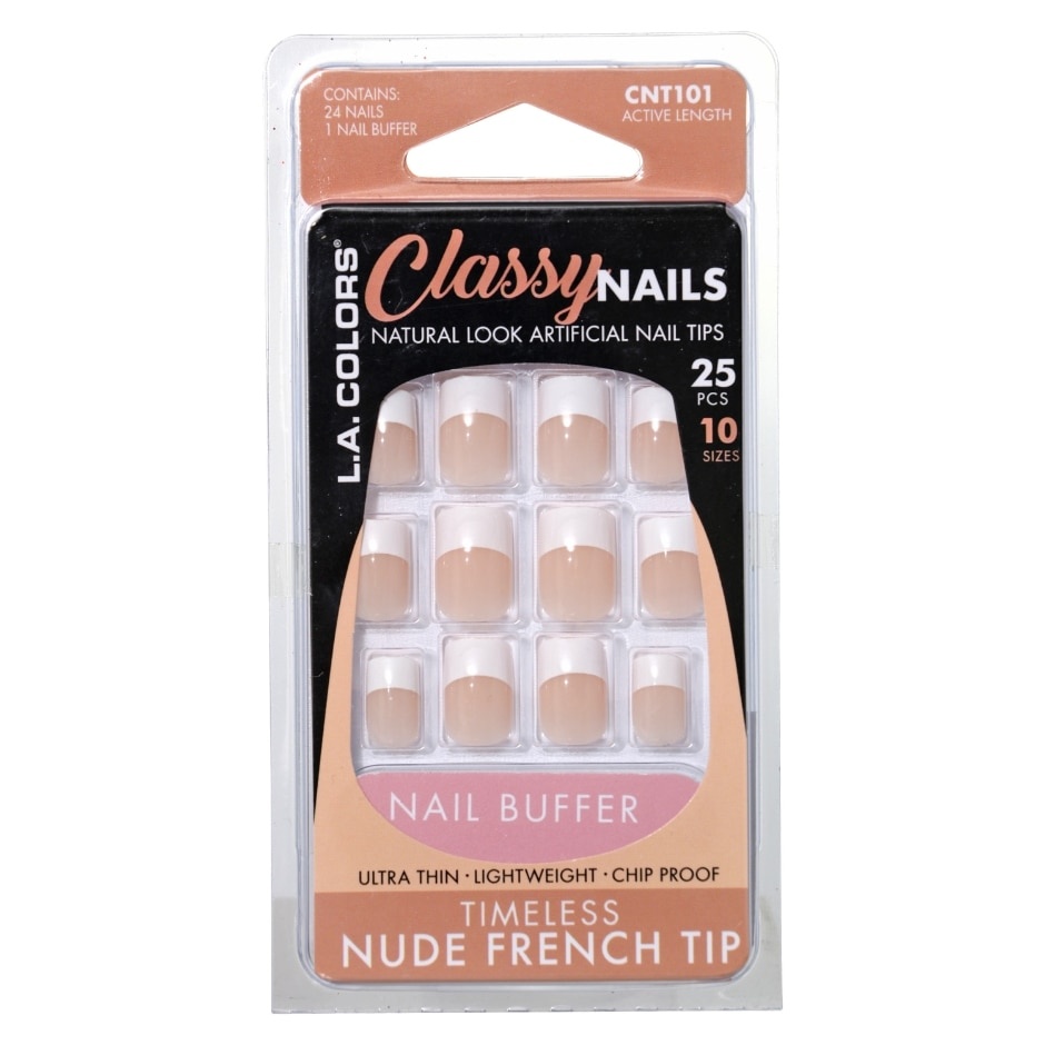 slide 1 of 1, LA Colors L.A. Colors Classy Nails Timeless Nude French Tips, 25 ct