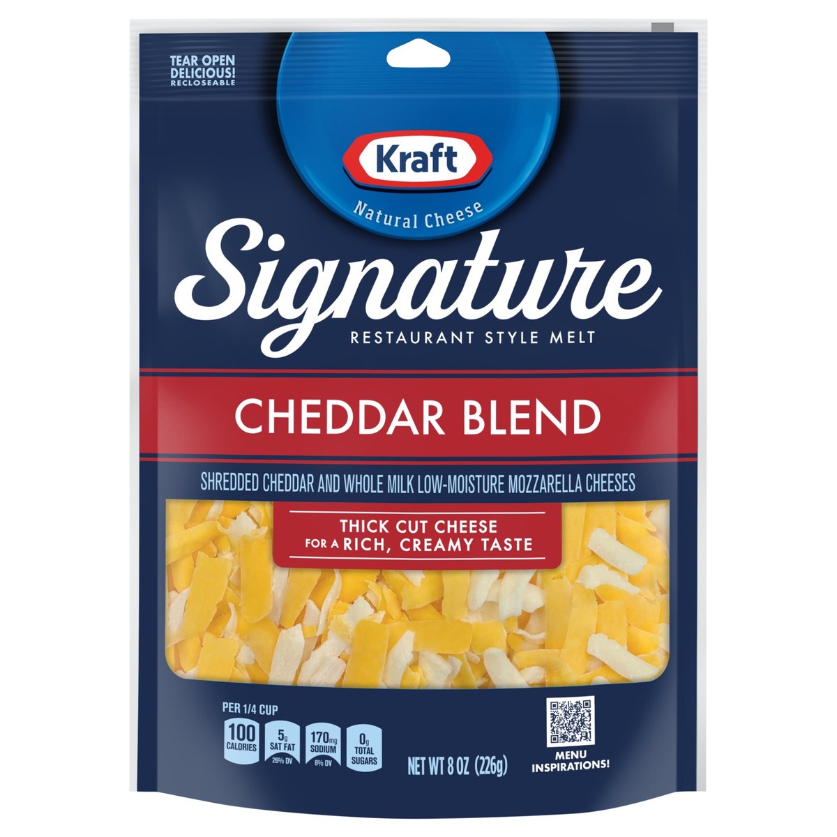 slide 1 of 3, Kraft Signature Cheddar Blend 8 oz, 8 oz