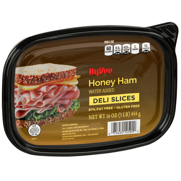 slide 1 of 1, Hy-vee Honey Ham Deli Slices, 16 oz