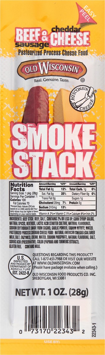 slide 6 of 9, Snack Bites Smoke Stack Beef Sausage & Cheddar Cheese Snack, 1 oz