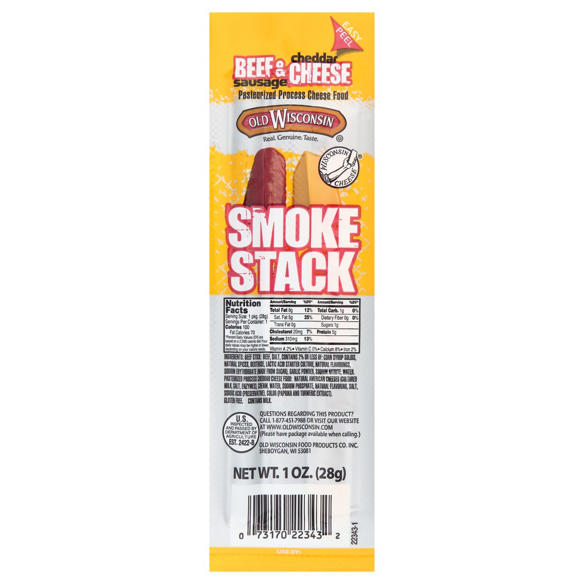 slide 8 of 9, Snack Bites Smoke Stack Beef Sausage & Cheddar Cheese Snack, 1 oz