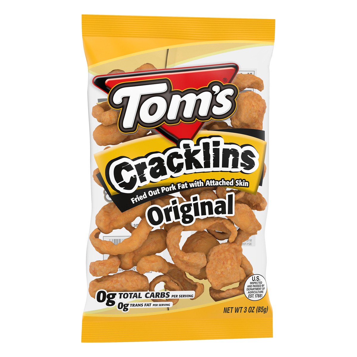 slide 7 of 9, Tom's Cracklins Original, 3 Oz Snack Bag, 3 oz