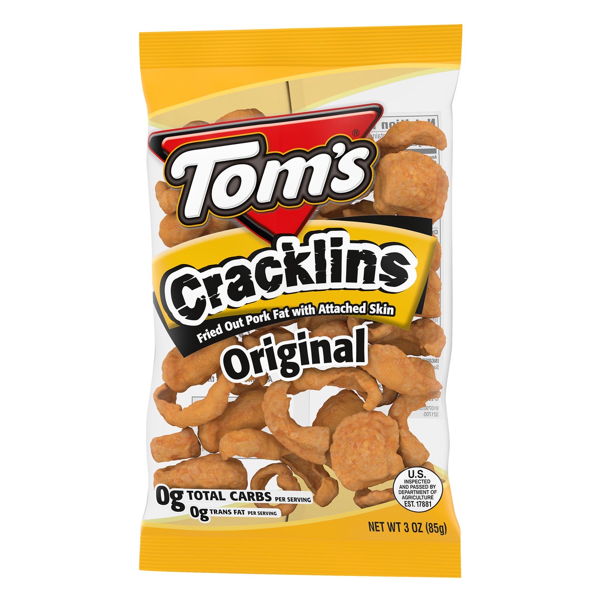 slide 4 of 9, Tom's Cracklins Original, 3 Oz Snack Bag, 3 oz