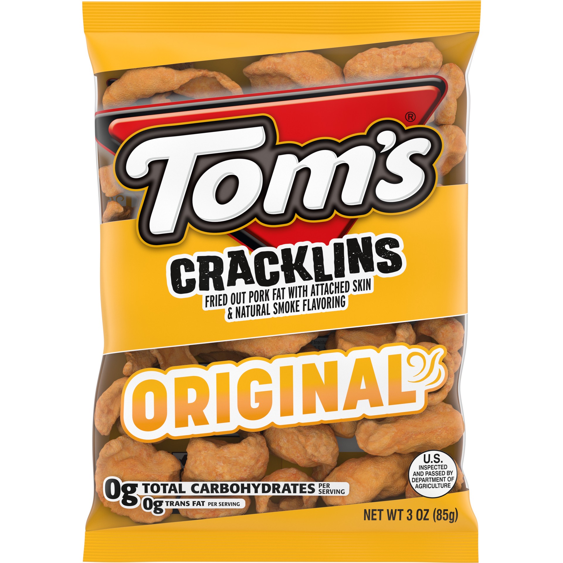 slide 1 of 9, Tom's Cracklins Original, 3 Oz Snack Bag, 3 oz