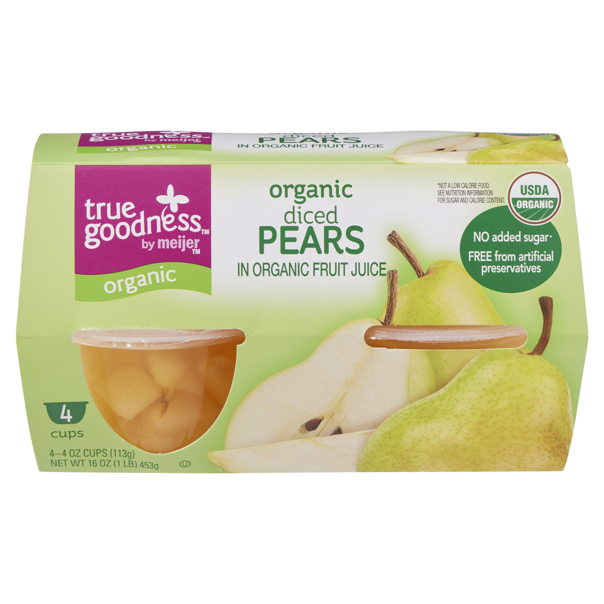 slide 1 of 17, True Goodness Organic Diced Pears in 100% Juice, 4 ct