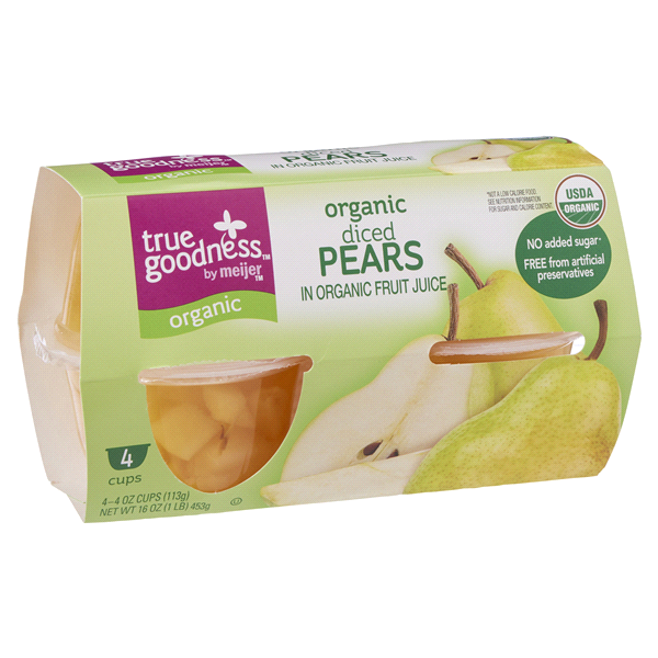 slide 4 of 17, True Goodness Organic Diced Pears in 100% Juice, 4 ct