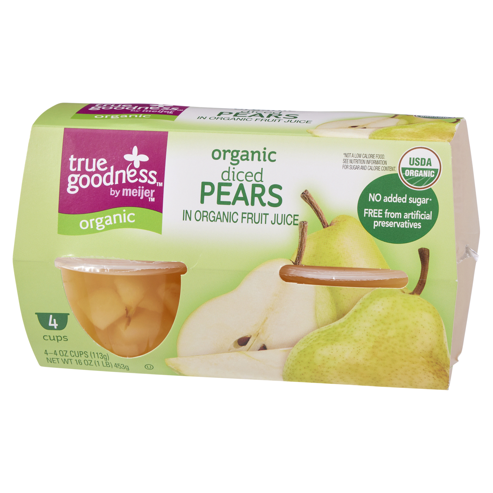 slide 9 of 17, True Goodness Organic Diced Pears in 100% Juice, 4 ct