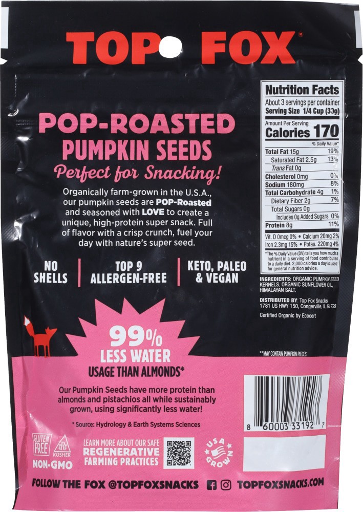 slide 5 of 6, Top Fox® Pop-Roasted Himalayan Salt Pumpkin Seeds, 3.5 oz
