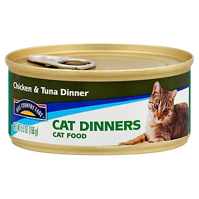 slide 1 of 1, Hill Country Fare Cat Dinners Chicken and Tuna Dinner Cat Food, 5.5 oz