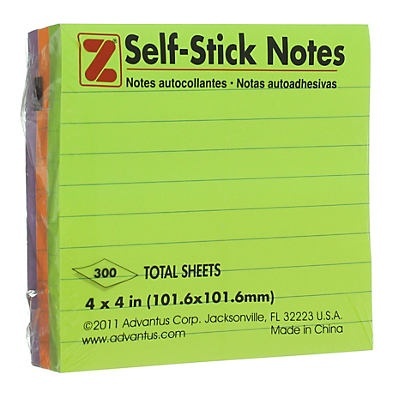 slide 1 of 1, Z-International Bright Fiesta Colors Self-Stick Notes, 300 ct; 4 in x 4 in