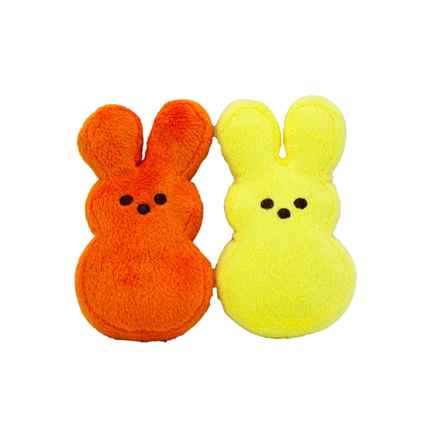 slide 1 of 1, Peeps Mini Plush Bunny Toys For Dogs in Orange and Yellow, 2 ct