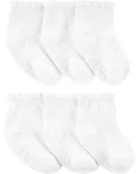 Carter's 6-Pack Crew Socks - White, Size 3-12