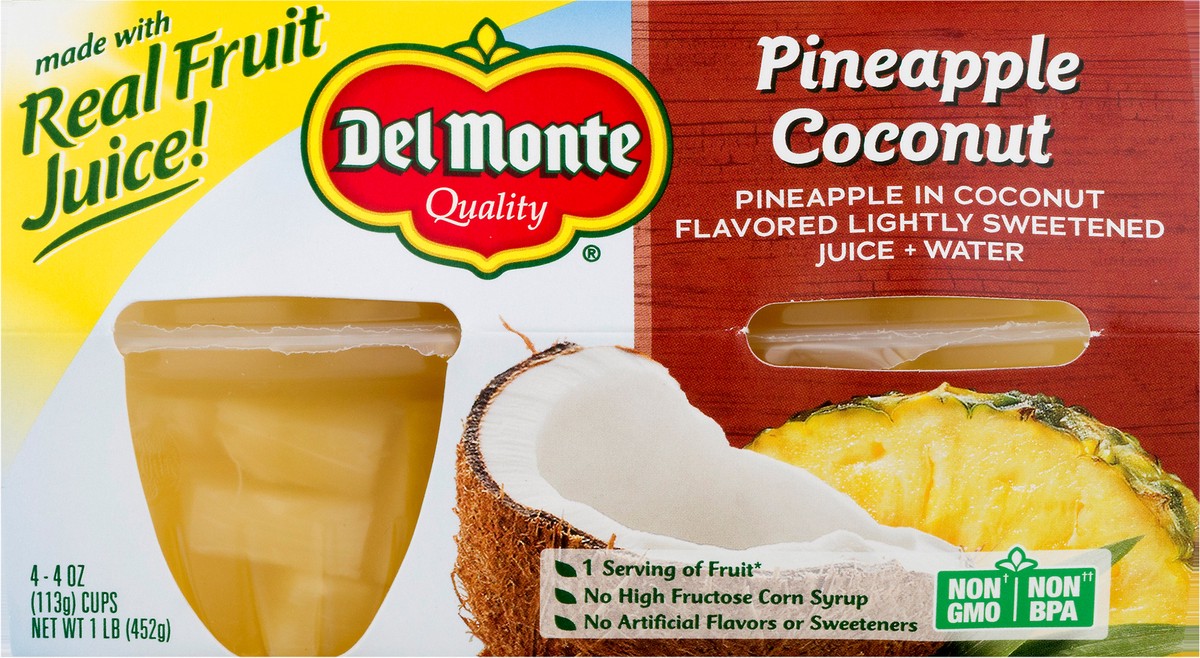 slide 1 of 12, Del Monte 4 Pack Pineapple Coconut 4 ea, 4 ct