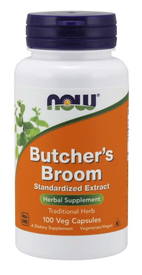 slide 1 of 1, Now Foods Butcher's Broom - 100 Veg Capsules, 1 ct