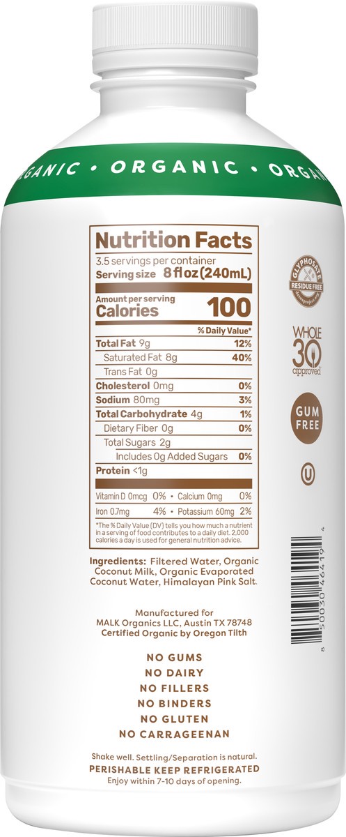 slide 8 of 9, MALK Unsweetened Coconut, 28 fl oz