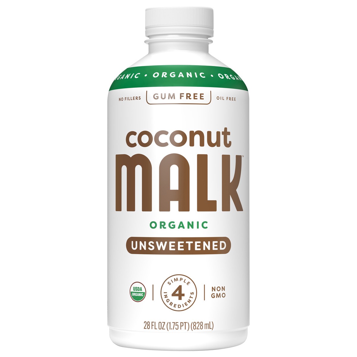 slide 1 of 9, MALK Unsweetened Coconut, 28 fl oz