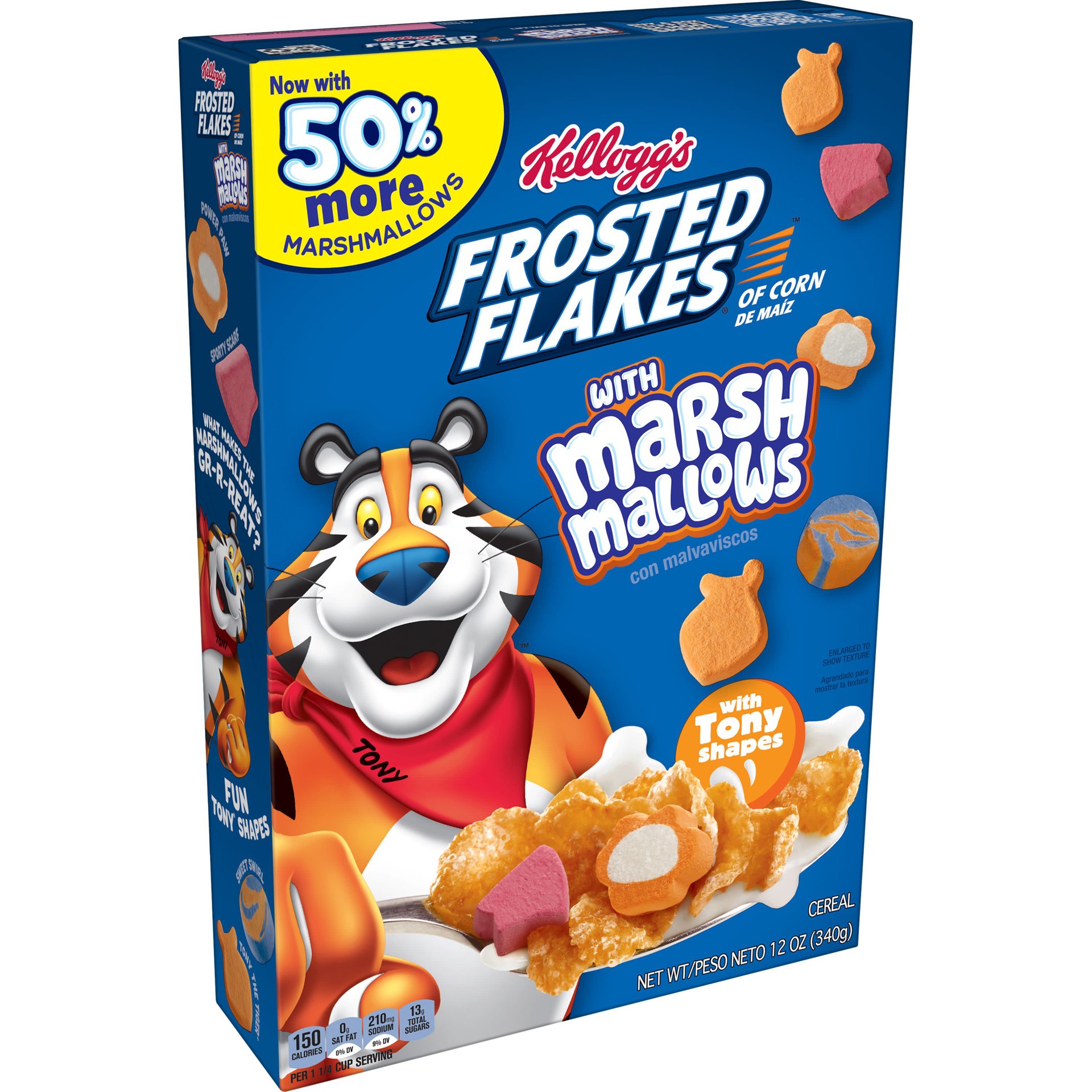 slide 1 of 5, Frosted Flakes Kellogg's Frosted Flakes Breakfast Cereal, 7 Vitamins and Minerals, Kids Snacks, Original with Marshmallows, 12oz Box, 1 Box, 12 oz