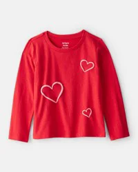 Carter's Toddler Girl Valentine Heart Long-Sleeve Graphic Tee - Red - 3T
