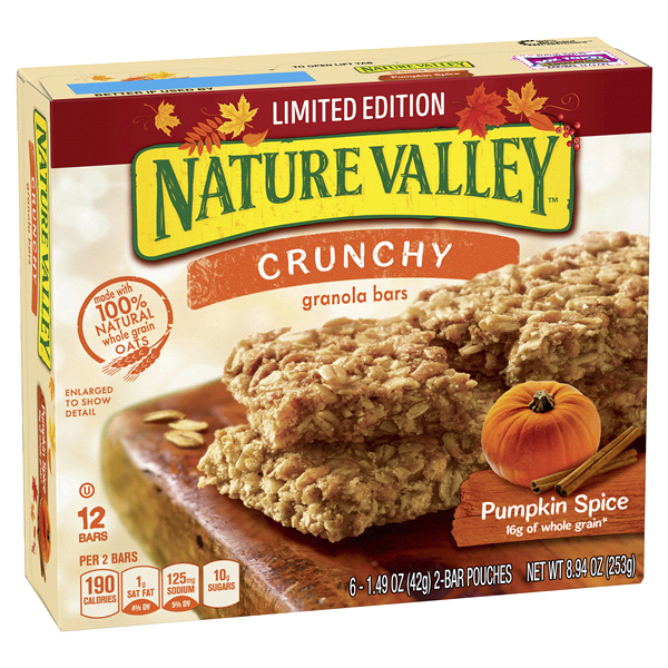 slide 1 of 1, Nature Valley Pumpkin Spice Crunchy Granola Bars, 8.94 oz