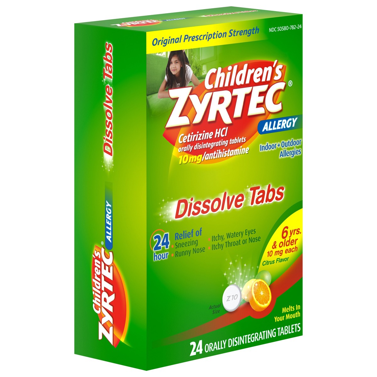 slide 2 of 9, Zyrtec Children's Zyrtec Allergy Relief Cetirizine Dissolving Tablets - Citrus - 24ct, 24 ct