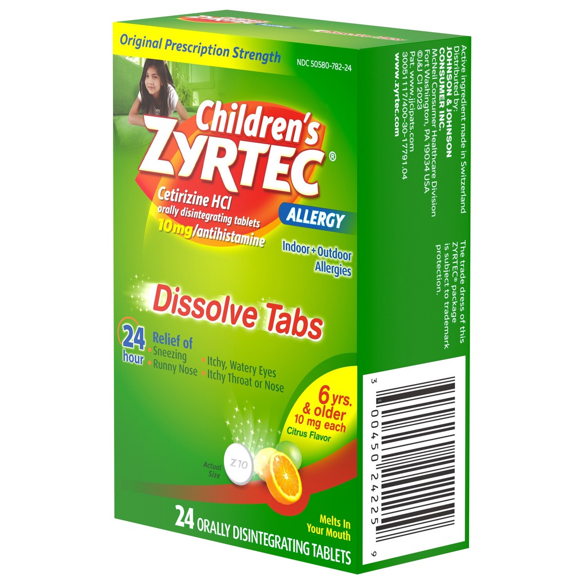 slide 3 of 9, Zyrtec Children's Zyrtec Allergy Relief Cetirizine Dissolving Tablets - Citrus - 24ct, 24 ct