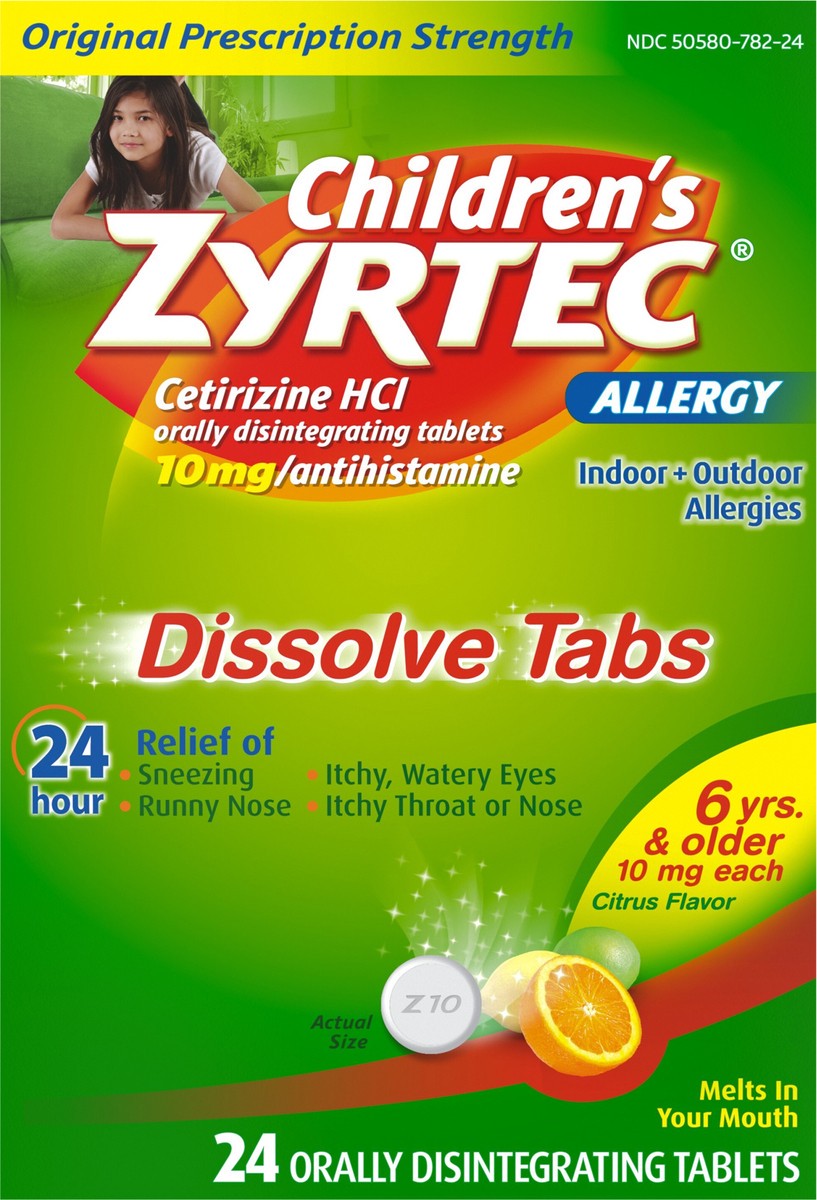 slide 6 of 9, Zyrtec Children's Zyrtec Allergy Relief Cetirizine Dissolving Tablets - Citrus - 24ct, 24 ct