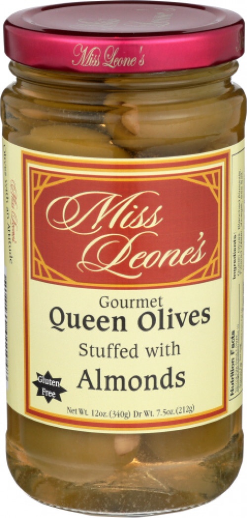 slide 1 of 1, Miss Leone's Almond Stuffed Queen Olives, 7.5 oz