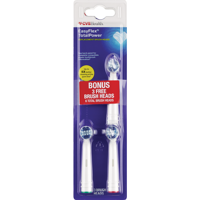 slide 1 of 1, CVS Health EasyFlex Replacement Toothbrush Heads, 1 ct