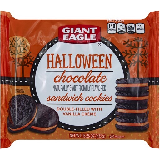 slide 1 of 1, Giant Eagle Halloween Chocolate Sandwich Cookies, 15.25 oz