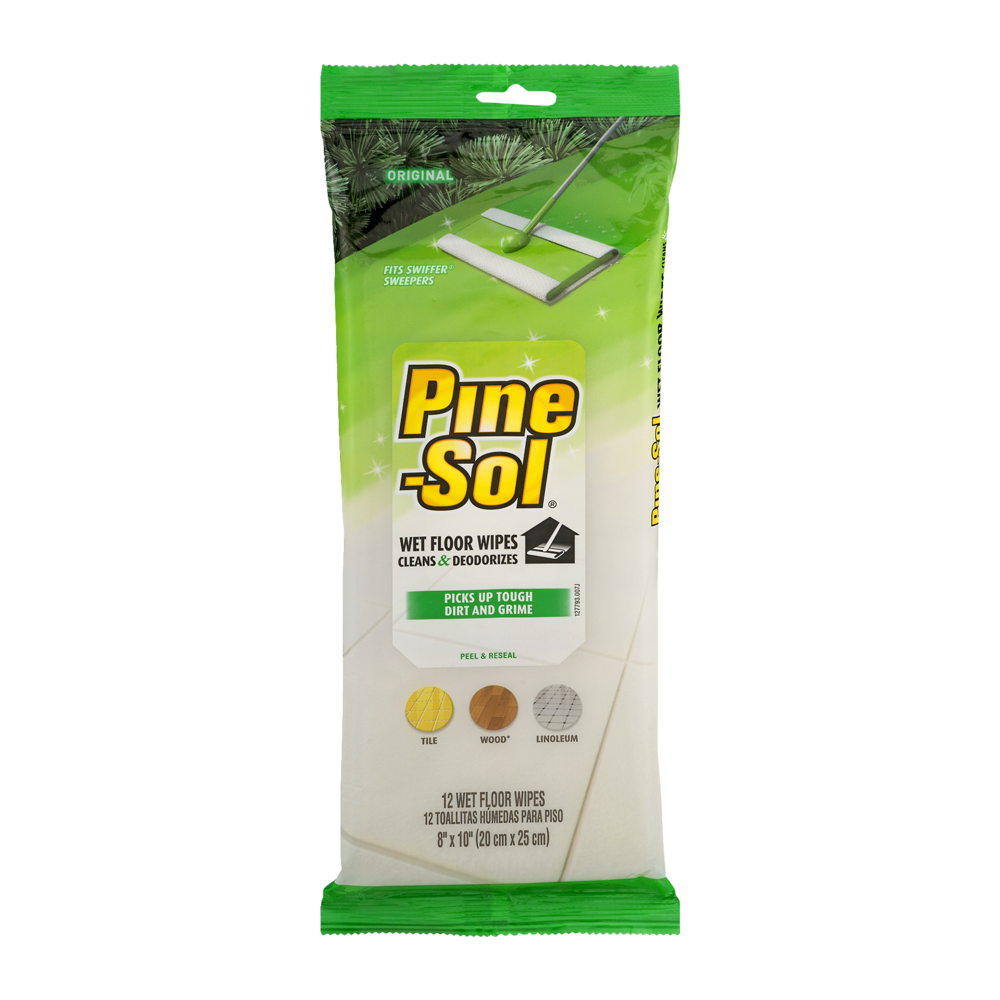 slide 1 of 1, Pine-Sol Pinesol Original Wet Floor Wipes, 12 ct