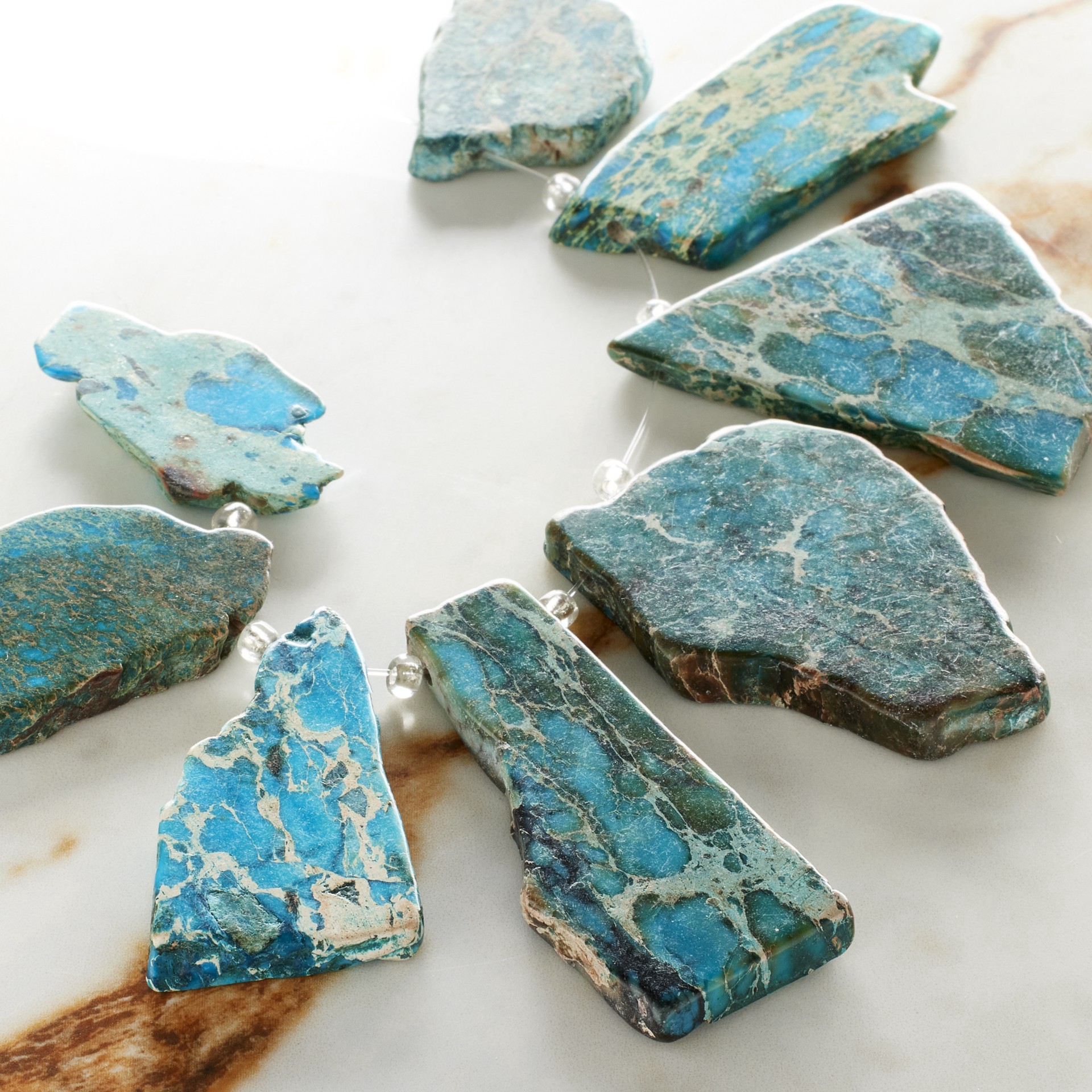 slide 3 of 3, Blue Imperial Jasper Nugget Beads By Bead Landing, 25mm-45mm