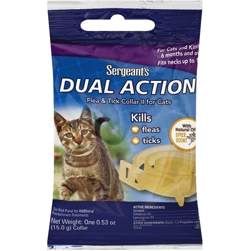 slide 1 of 1, Sergeant's Dual-Action Flea & Tick Collar for Cats, 1 ct