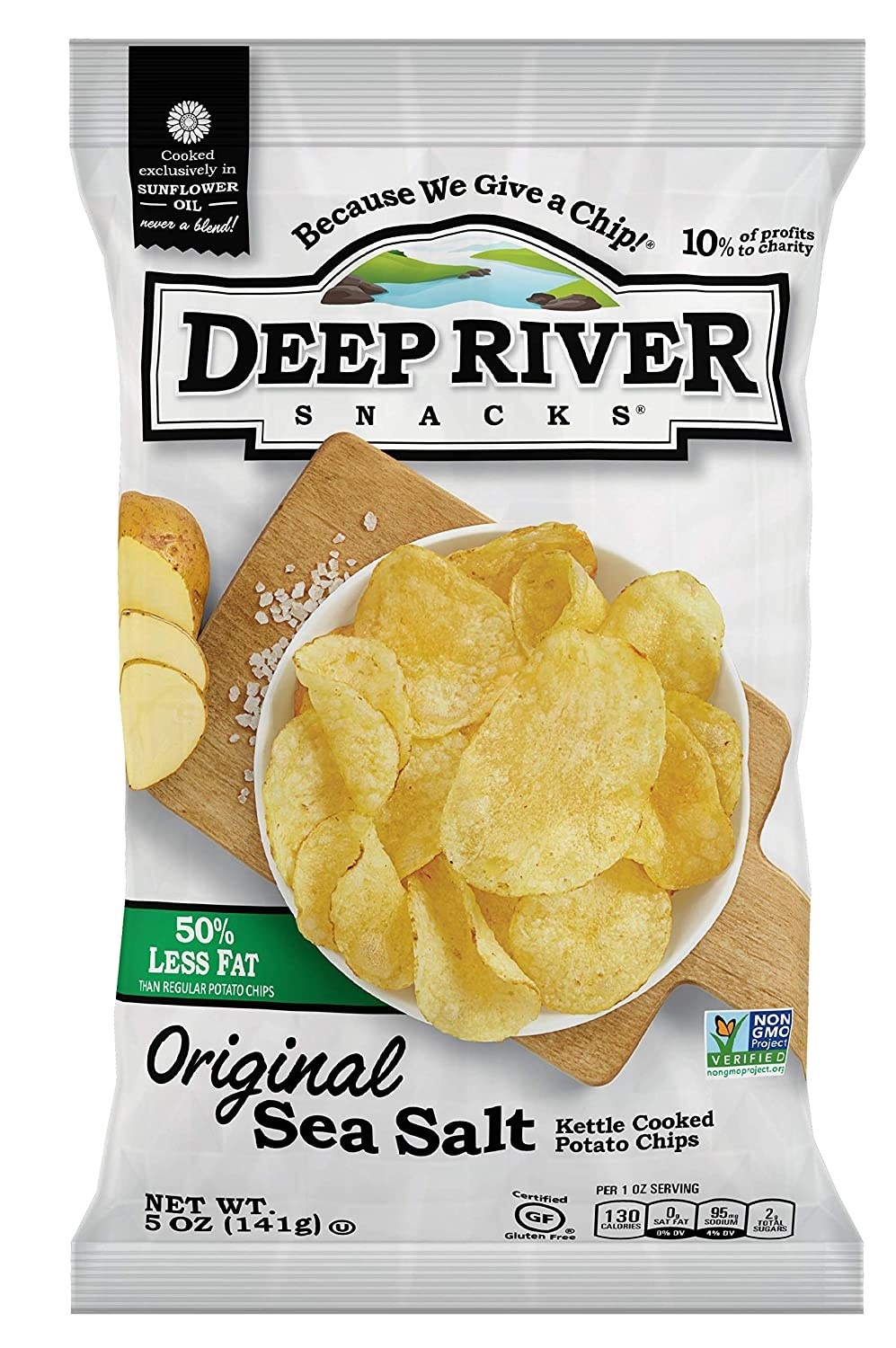 slide 1 of 1, Deep River Snacks 40% Reduced Fat Lightly Salted Potato Chips, 5 oz