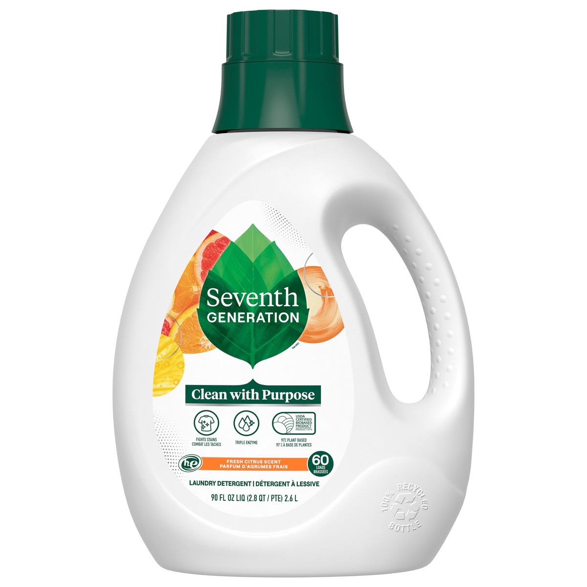 slide 1 of 13, Seventh Generation Fresh Citrus Liquid Laundry Detergent, 90 fl oz