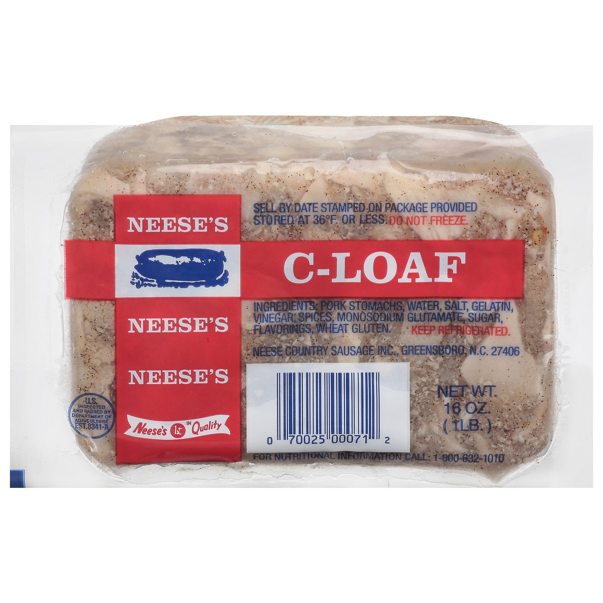 slide 7 of 10, Neese's C-Loaf 16 oz, 16 oz