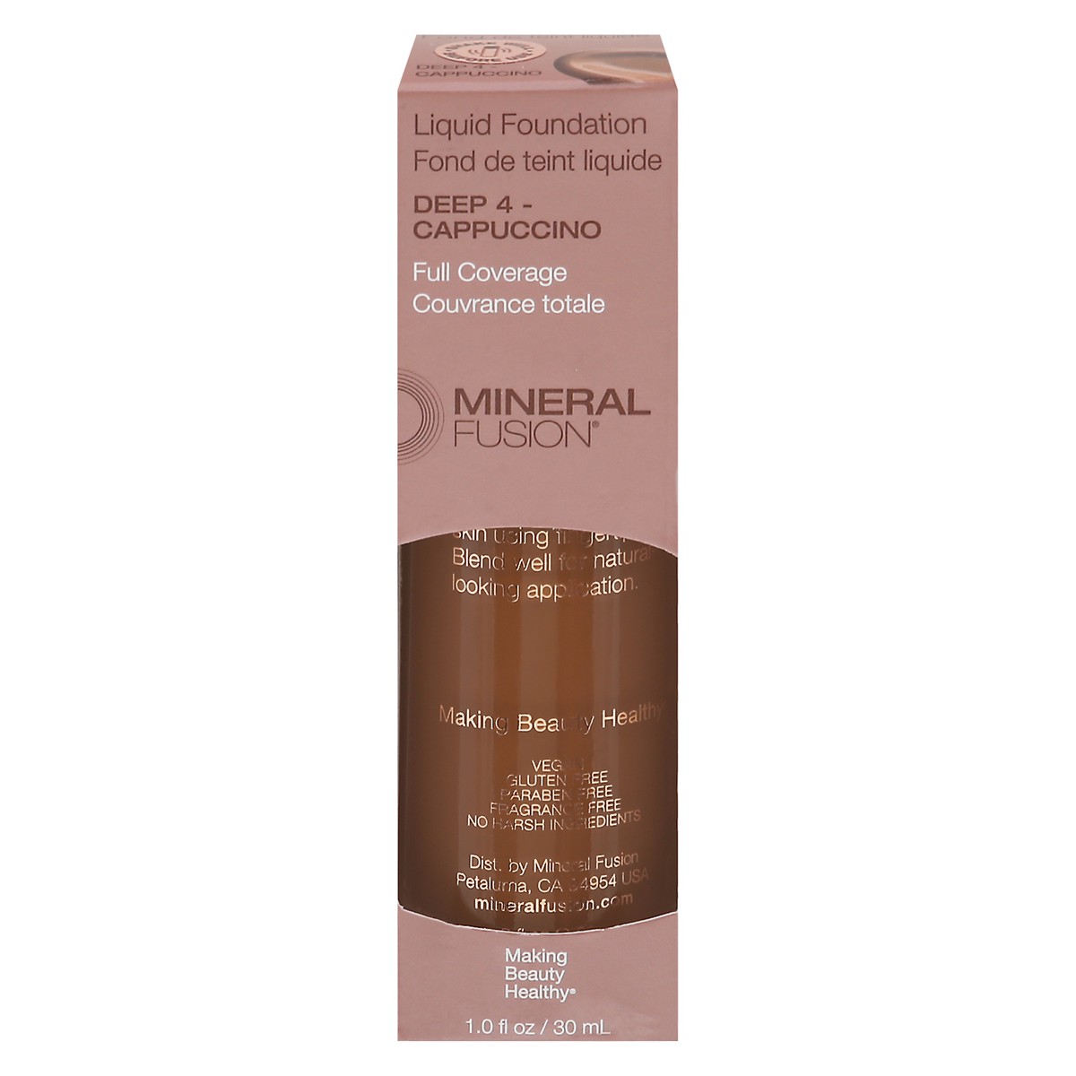 slide 1 of 9, Mineral Fusion Deep 4 - Cappuccino Full Coverage Liquid Foundation 1.0 fl oz, 1 ct