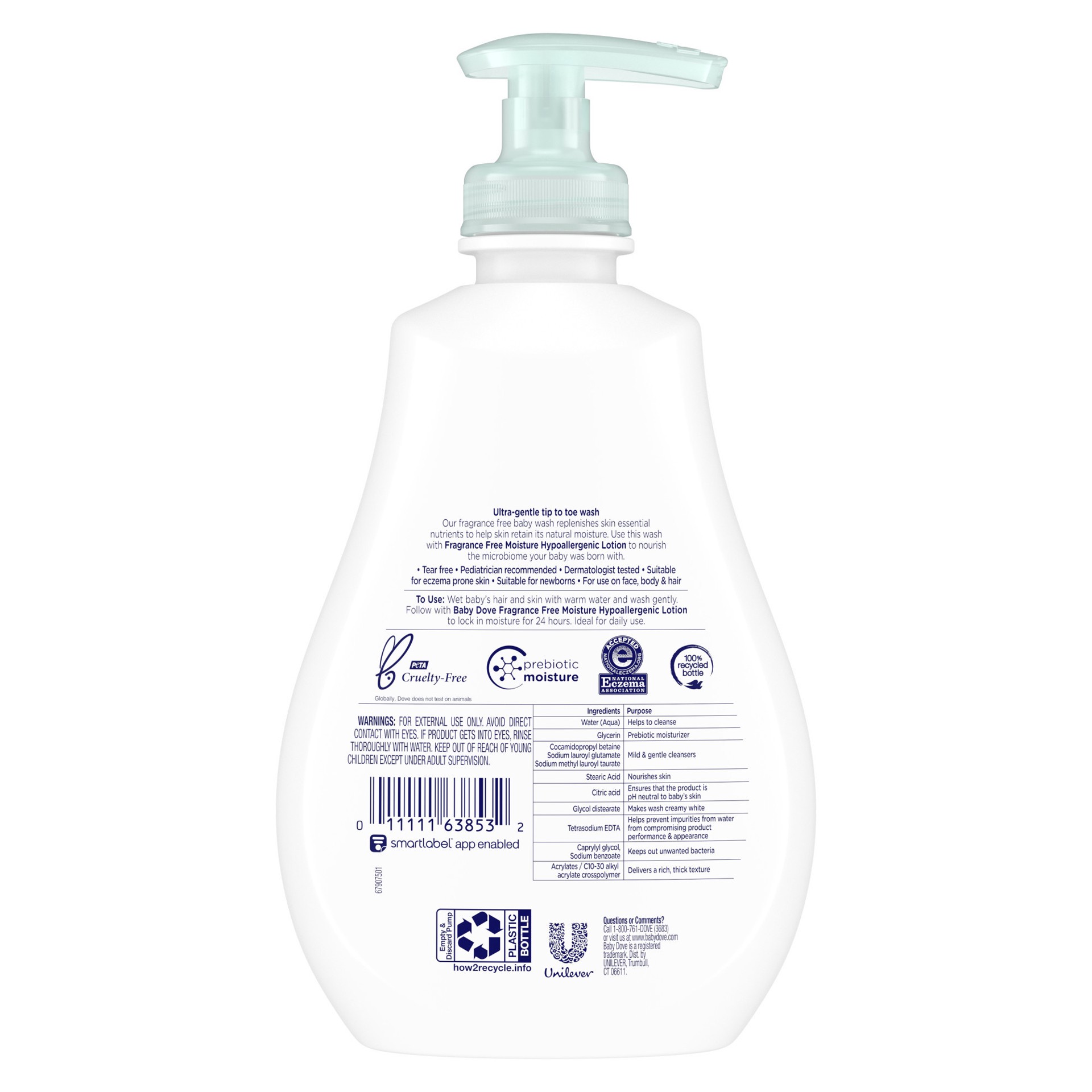 slide 4 of 4, Baby Dove Sensitive Moisture Tip-to-Toe Fragrance-Free Wash - 13 fl oz, 