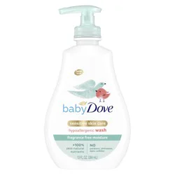 Baby Dove Sensitive Skin Care Baby Wash Fragrance Free Moisture, 13 oz