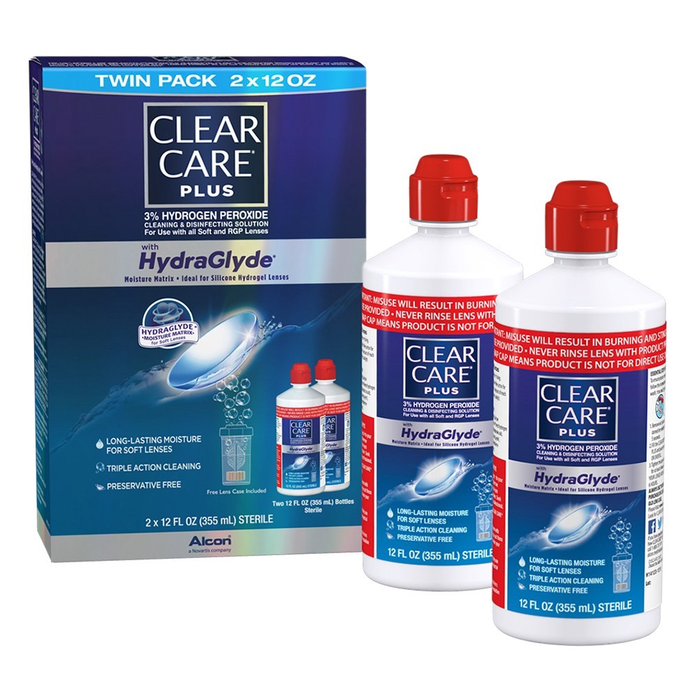 slide 5 of 7, Clear Care Plus Cleaning And Disinfecting Solution, 12 Fl Oz, Twin Pack, 1 ct