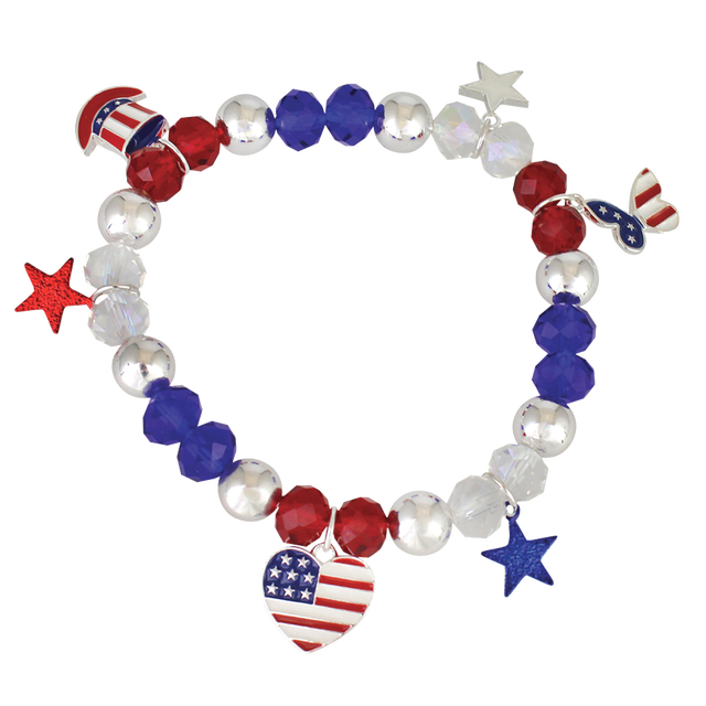 slide 1 of 1, I AM Jewelry Iam 4Th Of July Elastic Beaded Bracelet, 1 ct