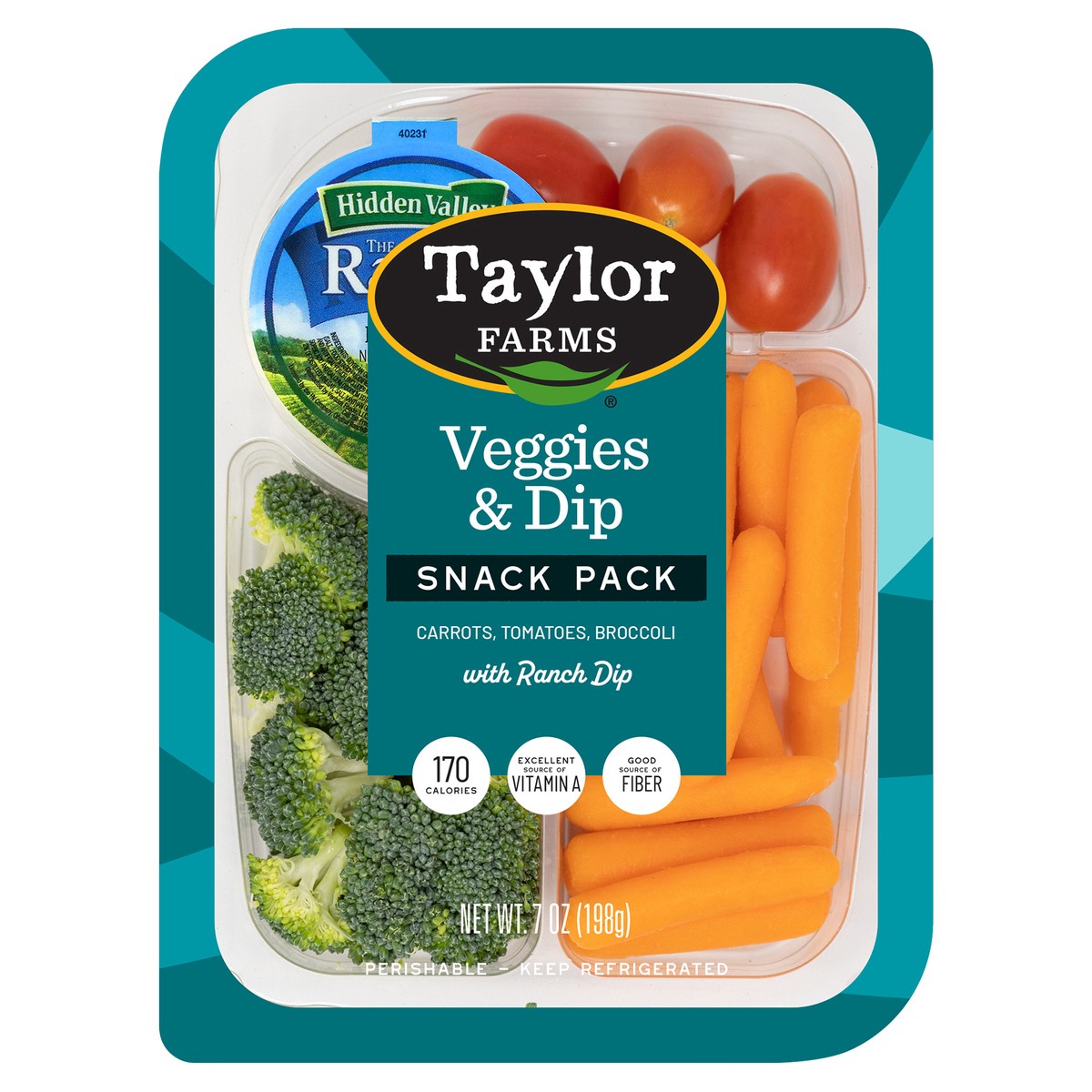 slide 1 of 3, Taylor Farms Veggies & Dip Snack Pack with Ranch Dip 7 oz, 7 oz