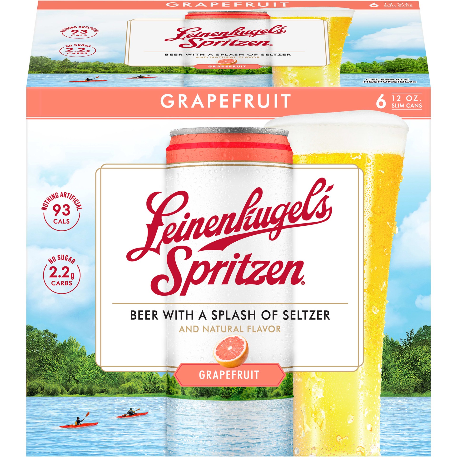 slide 2 of 5, Leinenkugel's Spritzen Grapefruit Beer with Seltzer, 4.2% ABV, 6-pack, 12-oz beer cans, 12 fl oz