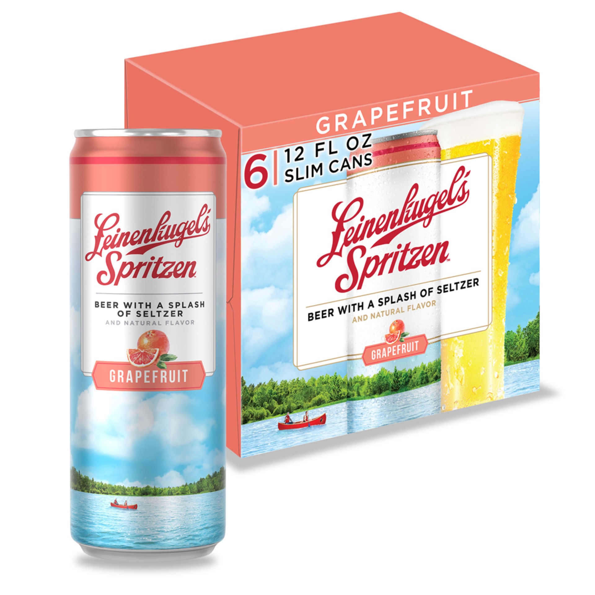 slide 1 of 5, Leinenkugel's Spritzen Grapefruit Beer with Seltzer, 4.2% ABV, 6-pack, 12-oz beer cans, 12 fl oz