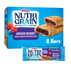 Kellogg's Nutri-Grain Soft Baked Breakfast Bars, Made with Whole Grains, Kids Snacks, Mixed Berry