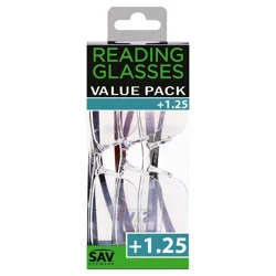SAV Eyewear, Reading Glasses Valude Pack, +1.25