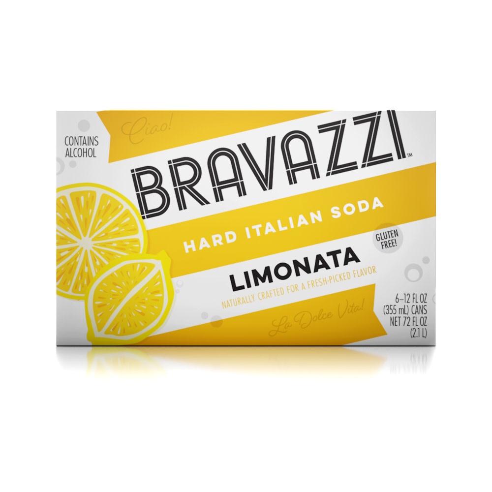 slide 1 of 1, Bravazzi Hard Italian Soda Limonata, 6 ct 12 fl oz